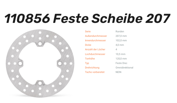 Moto-Master Bremsscheibe Round-Disc vorne-hinten passend für Yamaha - 110856