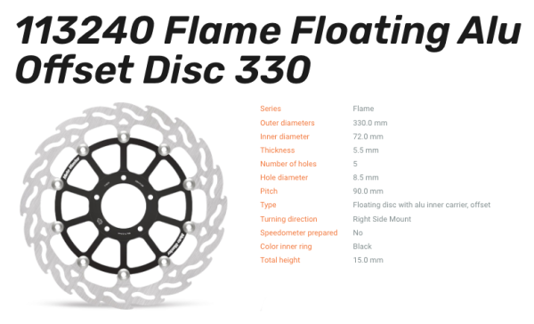 Moto-Master Bremsscheibe Floating-Alu Flame-Racing-Serie vorn passend für Ducati - 113240