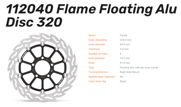 Moto-Master Bremsscheibe Flame Floating Alu-Disc vorne passend für Suzuki - 112040