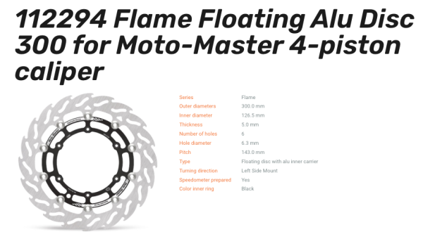 Moto-Master Bremsscheibe Flame Floating Alu vorn passend für GasGas / Husqvarna / KTM - 112294