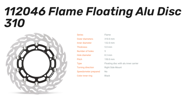 Moto-Master Bremsscheibe Flame Floating Alu-Disc vorne passend für Yamaha - 112046