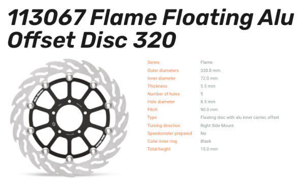 Moto-Master Bremsscheibe Floating-Alu Flame-Racing-Serie vorn passend für Ducati - 113067