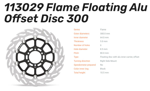 Moto-Master Bremsscheibe Flame Floating-Alu Disc Offset passend für Indian / Yamaha - 113029