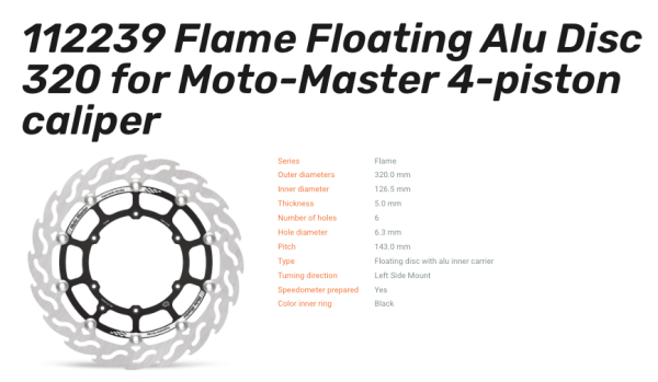 Moto-Master Bremsscheibe Flame Floating Alu-Racing vorn passend für Beta - 112239