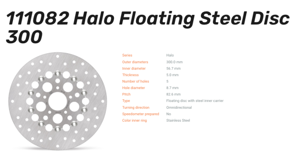 Moto-Master Bremsscheibe Halo Floating Steel Disc vorn passend für Harley Davidson - 111082