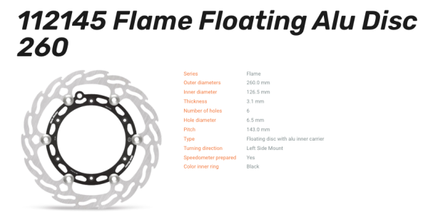 Moto-Master Bremsscheibe Flame Floating Alu vorn passend für GasGas/Husaberg/Husqvarna/KTM - 112145