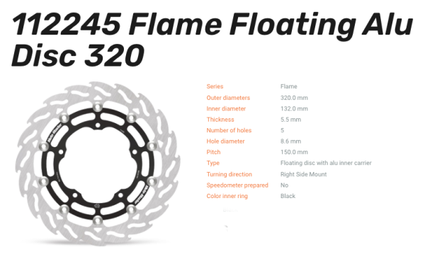 Moto-Master Bremsscheibe Floating-Alu Flame-Racing-Serie vorn passend für Yamaha - 112245