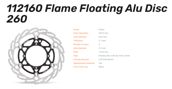 Moto-Master Bremsscheibe Flame Floating Alu vorn passend für GasGas / Husqvarna / KTM - 112160