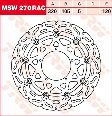 TRW Lucas Racing Bremsscheibe schwimmend vorn MSW 270 RAC mit ABE passend für Aprilia SXV 550 Bj. 05