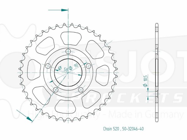 Kettenrad Stahl 35 36 38 40 42 44 Zähne (520) passend auf Honda NSR 125 / CRM 125 / Gilera