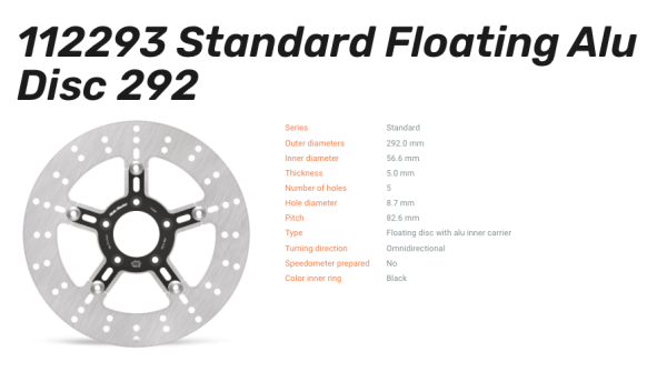 Moto-Master Bremsscheibe Standard Floating Alu Disc vorn passend für Harley Davidson - 112293