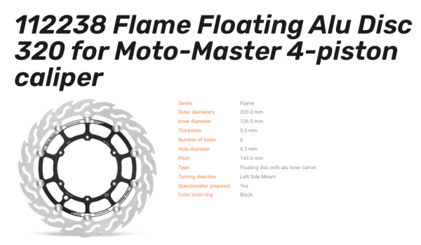 Moto-Master Bremsscheibe Flame Floating Alu vorn passend für GasGas / Husqvarna / KTM - 112238