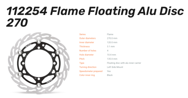 Moto-Master Bremsscheibe Flame Floating Alu-Disc vorn passend für Sherco - 112254