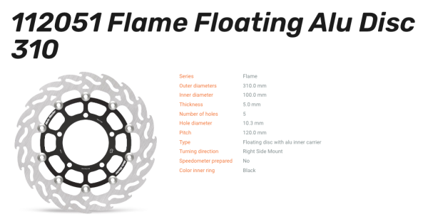 Moto-Master Bremsscheibe Flame Floating Alu-Disc vorne passend für Suzuki - 112051