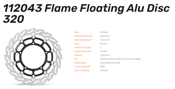 Moto-Master Bremsscheibe Floating-Alu Offset Halo-Serie passend für Yamaha - 112043