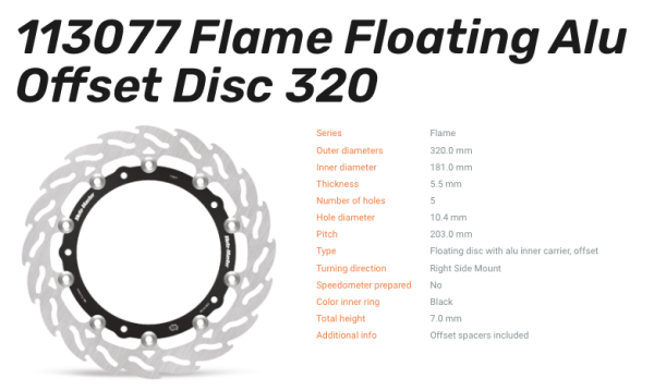 Moto-Master Bremsscheibe Floating-Alu Flame-Racing-Serie vorn passend für BMW - 113077