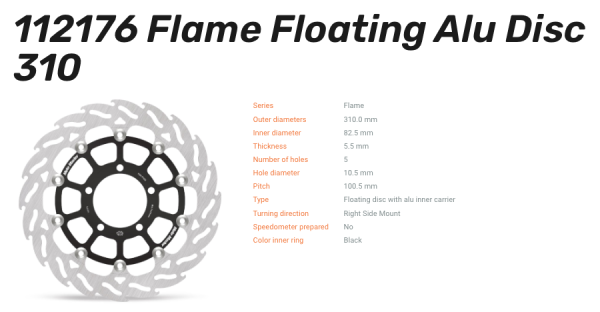 Moto-Master Bremsscheibe Floating-Alu Flame-Racing-Serie vorne passend für Triumph - 112176