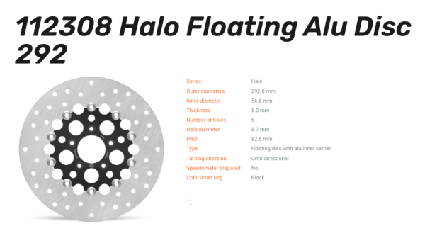 Moto-Master Bremsscheibe Halo Floating Alu Disc passend für Harley Davidson - 112308