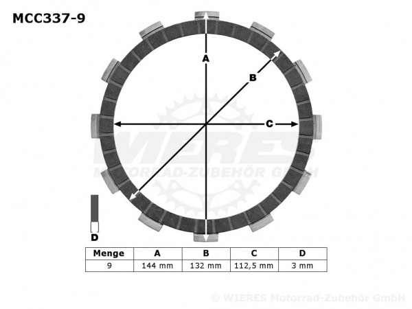 TRW Lucas Kupplungslamellenset (9 st.) passend für Suzuki MCC337-9 / MCC 337-9