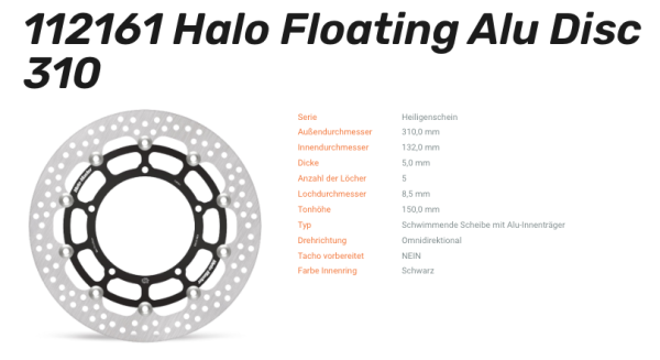 Moto-Master Bremsscheibe Floating-Alu Halo-Serie passend für Yamaha - 112161