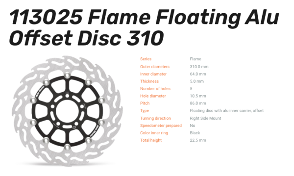 Moto-Master Bremsscheibe Flame Floating-Alu Disc Offset vorne passend für Suzuki - 113025