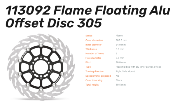 Moto-Master Bremsscheibe Flame Floating-Alu Disc Offset vorne passend für KTM - 113092