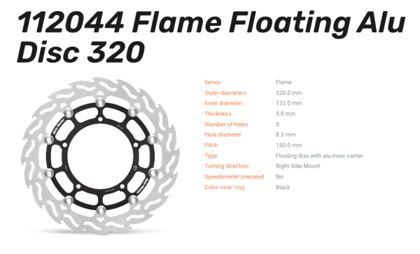 Moto-Master Bremsscheibe Flame Floating Alu-Disc vorne passend für Yamaha - 112044