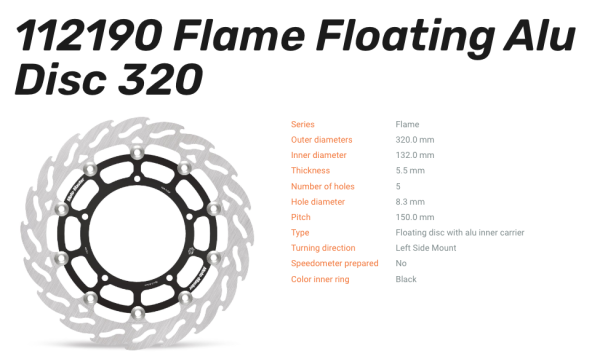 Moto-Master Bremsscheibe Floating-Alu Flame-Racing-Serie passend für Yamaha - 112190