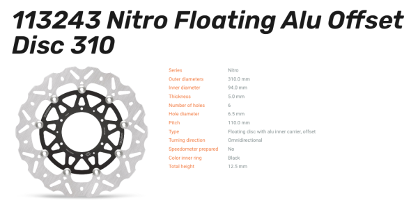 Moto-Master Bremsscheibe Nitro Floating Alu-Disc Offset vorne passend für Honda - 113243