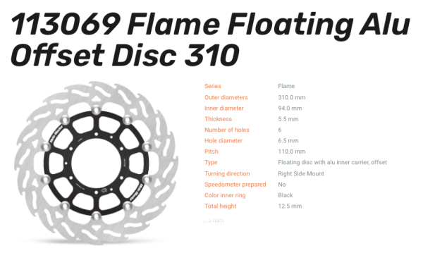 Moto-Master Bremsscheibe Floating-Alu Flame-Racing-Serie vorn passend für Honda - 113069