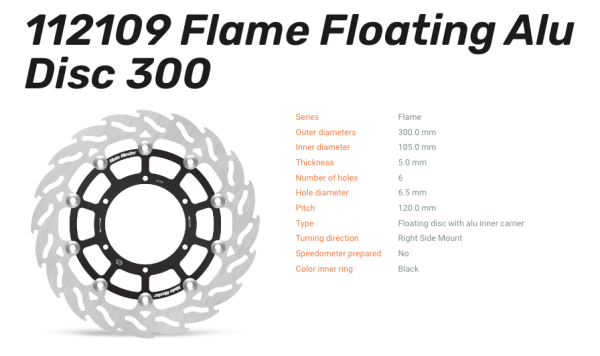 Moto-Master Bremsscheibe Flame Floating Alu-Disc vorne passend für BMW - 112109