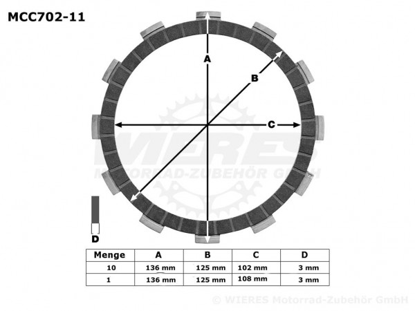 TRW Lucas Kupplungslamellenset (11 st.) passend für Ducati MCC702-11 / MCC 702-11