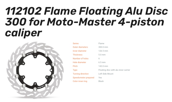 Moto-Master Bremsscheibe Flame Floating Alu vorn passend für AJP/GasGas/Husqvarna/KTM - 112102