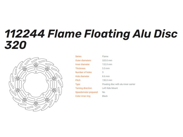 Moto-Master Bremsscheibe Flame floating 5.5 vorn passend für Yamaha YZF-R6 R1 MT-10 - 112244 112245