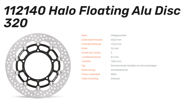 Moto-Master Bremsscheibe Flame Floating Alu-Disc vorne passend für Yamaha - 112140