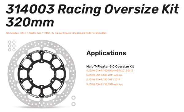 Moto-Master Profi-Rennscheibe Halo T-Floater Oversize-Kit vorn passend für Suzuki - 314003