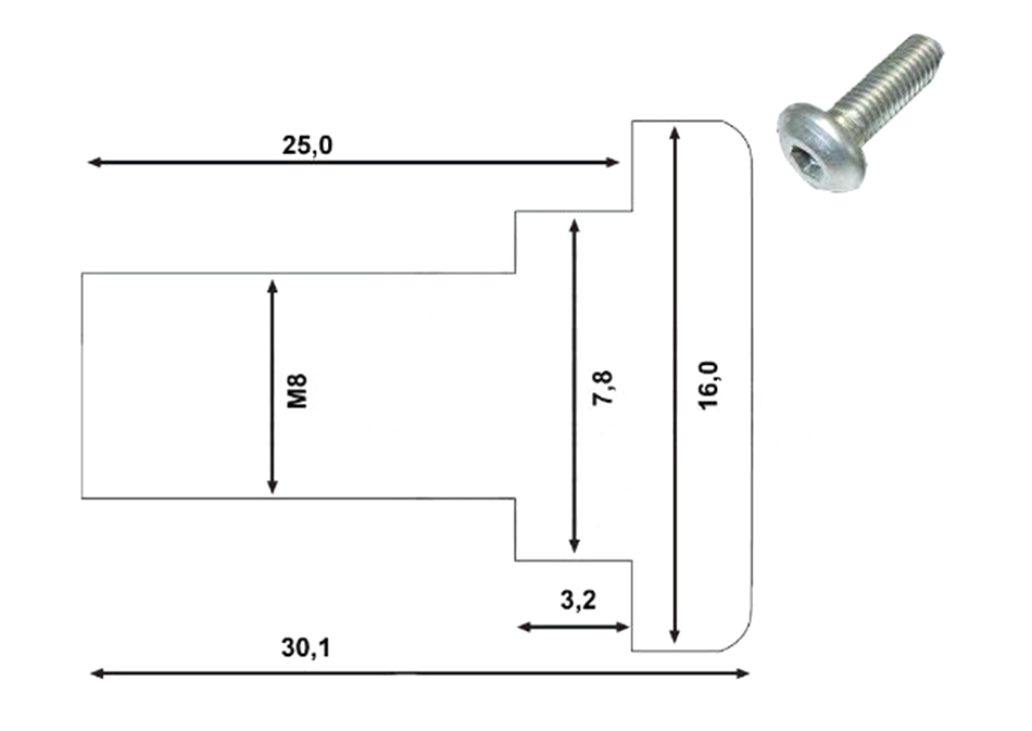 TRW Lucas Bremsscheibenschrauben-Satz MSS121-6 (M8 x 1,25 x 25 x 30 mm) vorne  für Yamaha VE 6 Stück
