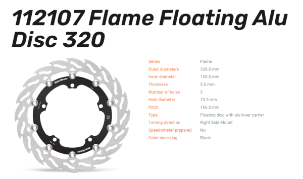 Moto-Master Bremsscheibe Flame Floating Alu-Disc vorne passend für Triumph - 112107