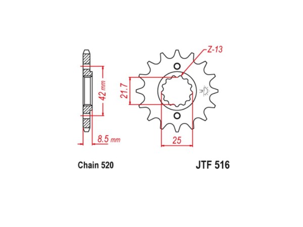 Kettenritzel Ritzel Stahl 13 14 15 16 17 Zähne (520)